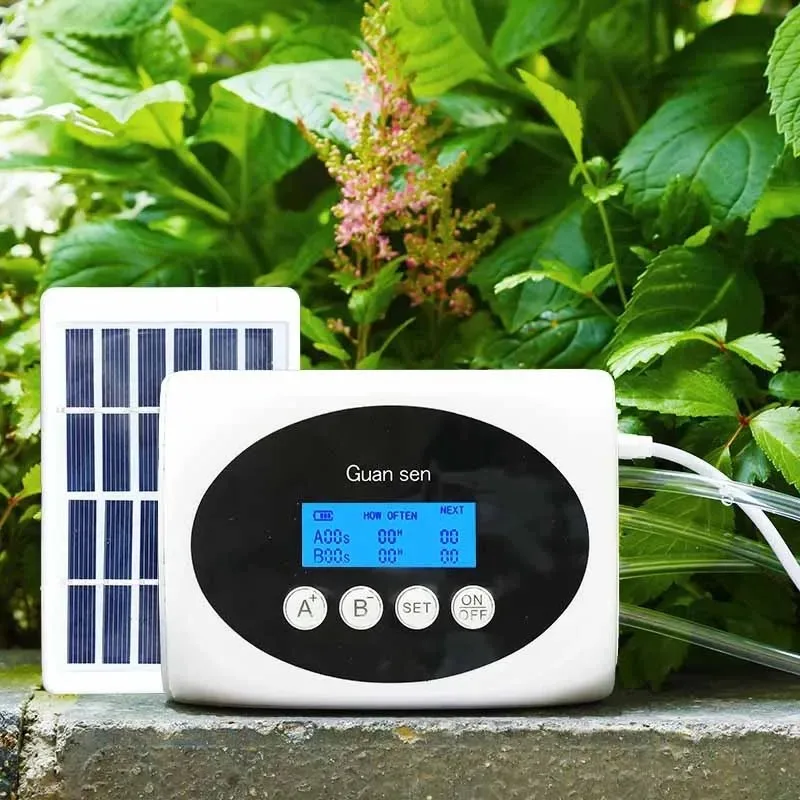 Intelligent Dual Pump Solar Watering Device Timer Automatic Irrigation System for Balcony Potted Plants Lazy Gardening