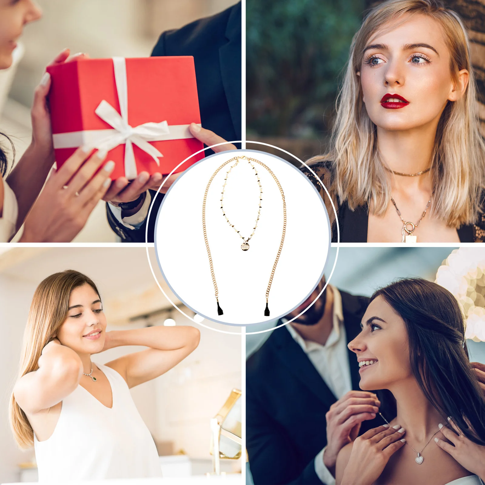 

Earphone Anti-Lost Necklace Stylish Metal Neck Pendant Firm Fit for Sports Women Elegant Neck Jewelry Golden All-Match Necklace