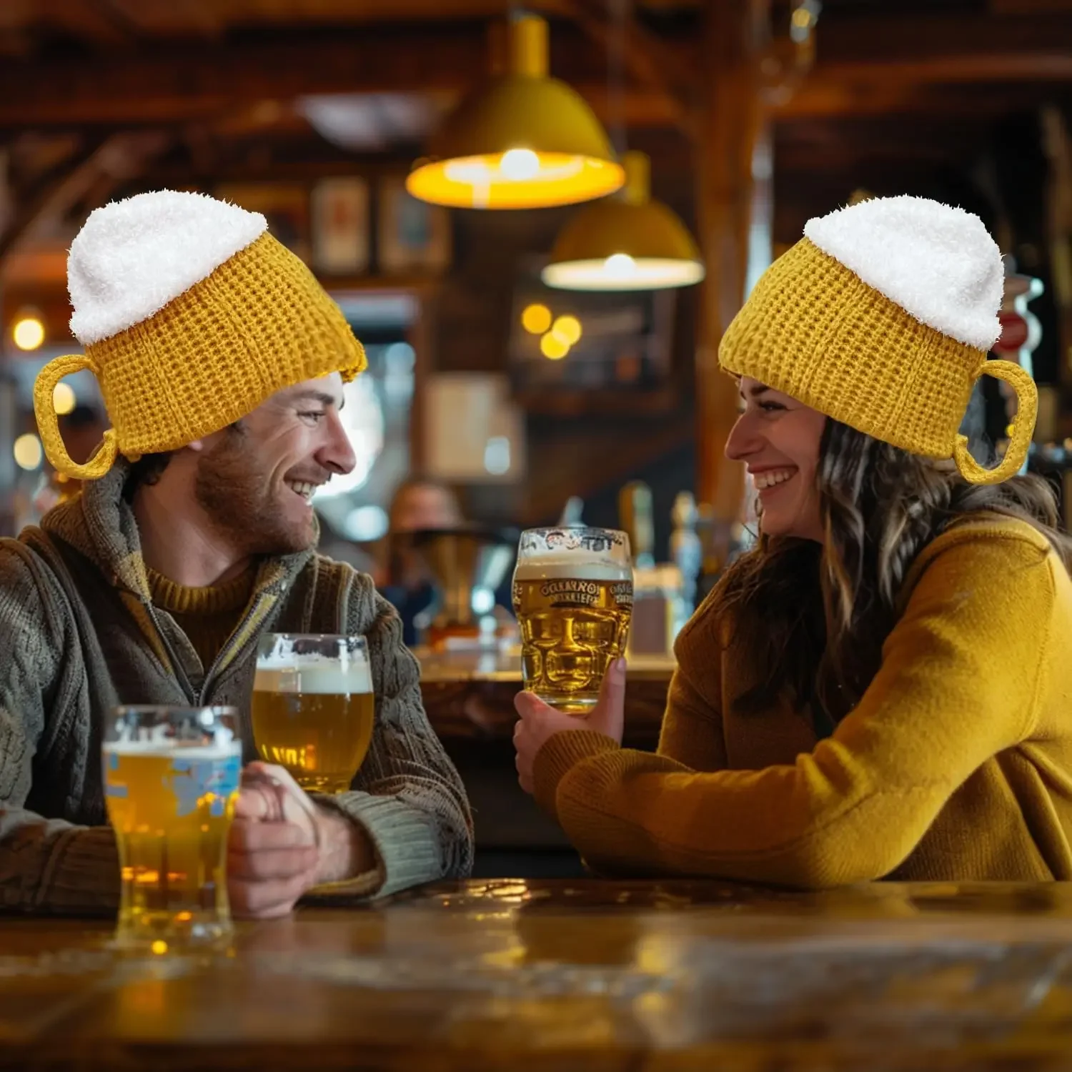 Beer Hat Knit Funny Hat for Men Women Novelty Gifts Beer Lovers Birthday Christmas Halloween Gifts Adults Party Costume