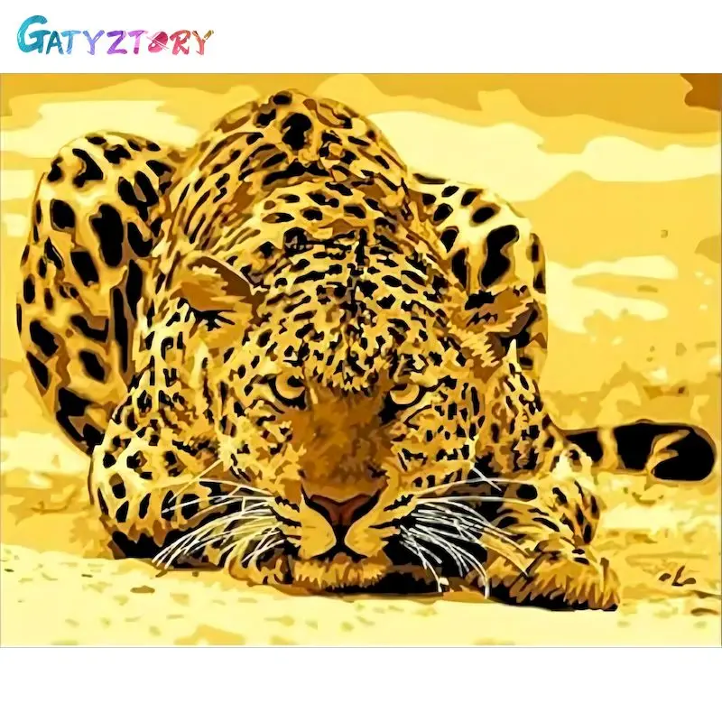 

GATYZTORY Frameless Picture DIY Painting By Numbers Kit Tiger Animals Coloring By Numbers Acrylic Painting For Home Decors