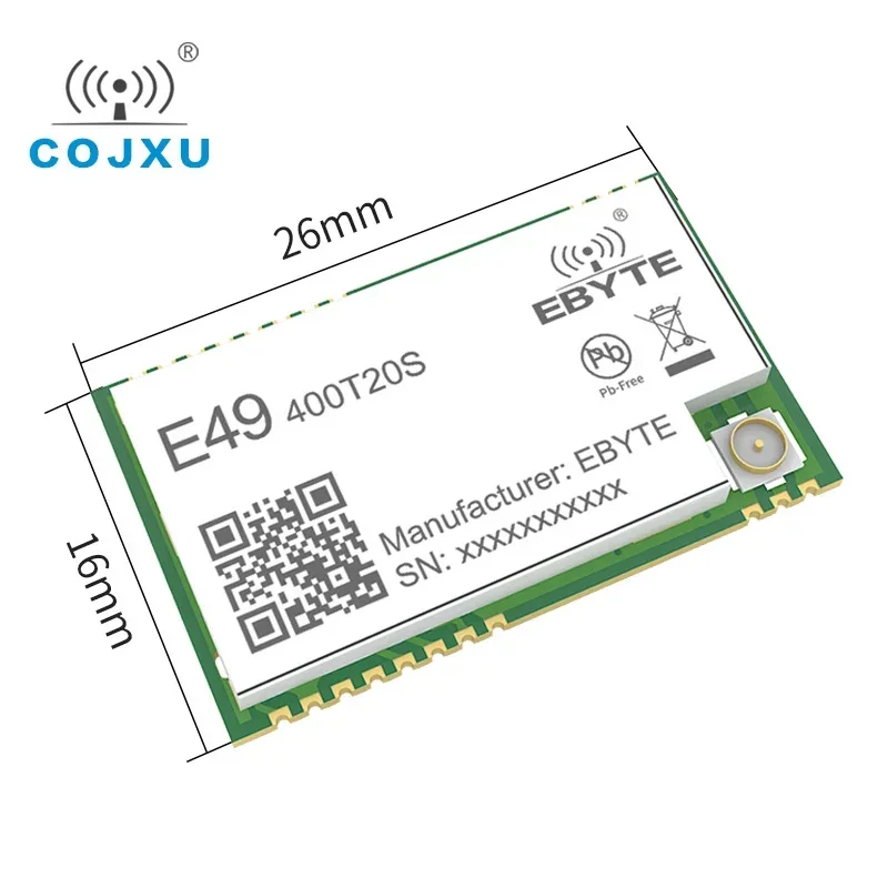 433MHz 20dBm Wireless Transceiver Module GFSK E49-400T20S Low Power SMD SMA Interface UART Serial Port Transmitter and Receiver