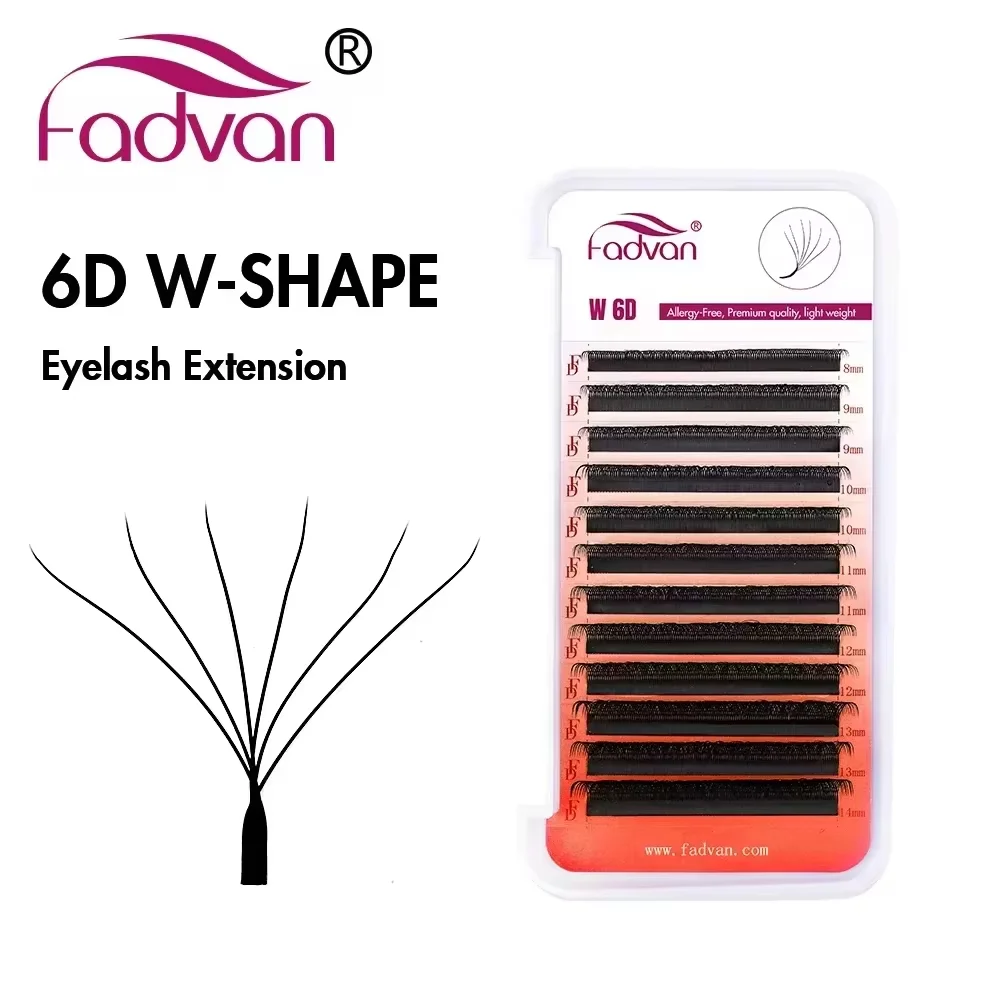 FADVAN New 6D - W Shaped Eyelash Extensions 0.07 C/D/L 8-15 mm Black Soft Natural Professional Lash