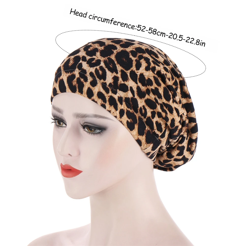 1PC Elastic Leopard Print Headscarf Cap Headscarf Cap Chemotherapy Cap