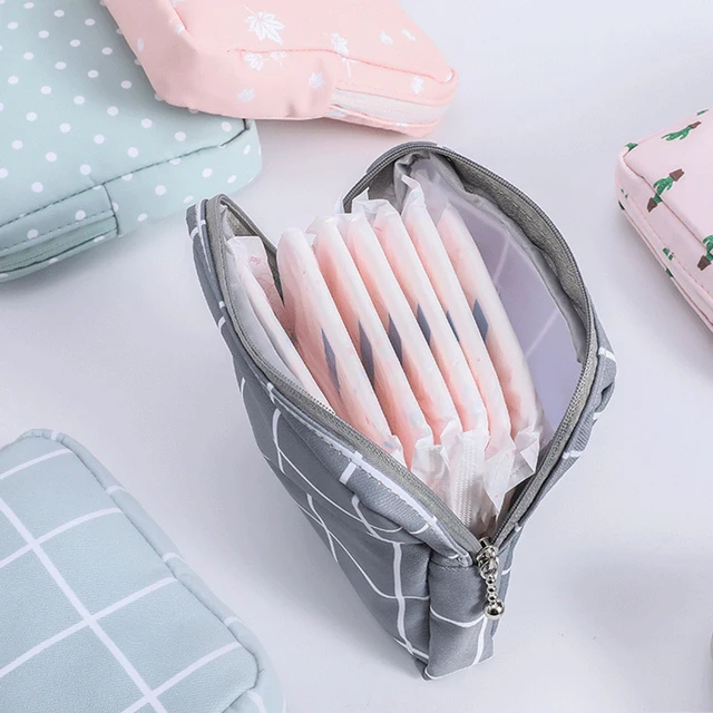 Women Sanitary Napkin Tampon Storage Bag Cute Sanitary Pad Pouches Portable Makeup Lipstick Key Earphone Data Cables Organizer 3