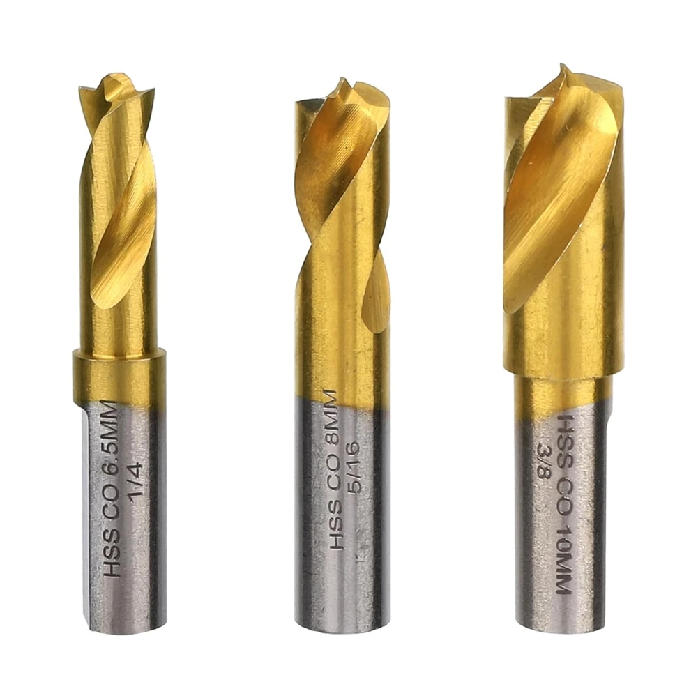 3pcs Spot Weld Drill Bit, High Speed Steel Welder Cobalt Spot Weld Cutter Titanium Coated Welding Remover Tools