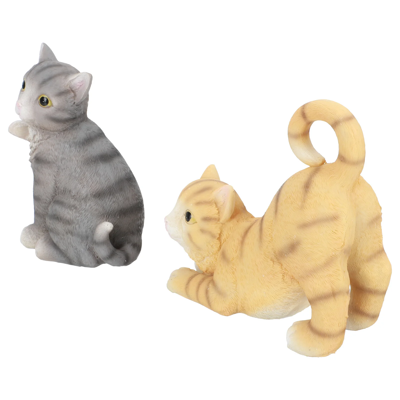 

2Pcs Garden Resin Cat Statue Ornament Creative Cat Shape Decor Yard Outdoor Scene Adornment Outdoor Decoration
