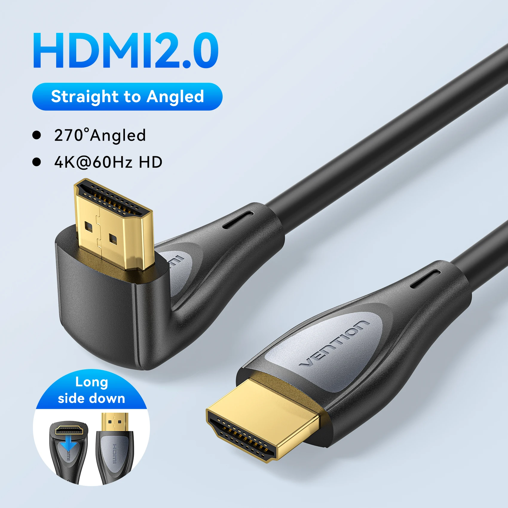 Ventie 90e °   Schuine HDMI 2.0 Kabel 4K60Hz Ultra HD High-Speed Koord voor Xiaomi TV Monitor Laptop PS5 Xbox PC HDR Video HDMI Kabel