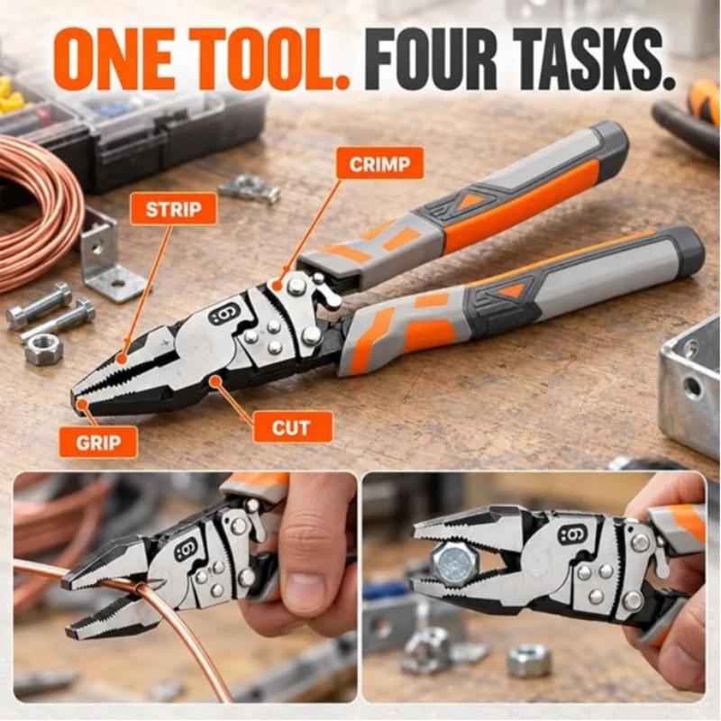 Ratcheting Wire Stripper Cutting Stripping Gripping Bending Tool Non Slip Handle Self Locking For Electrical Repair Tool Supply