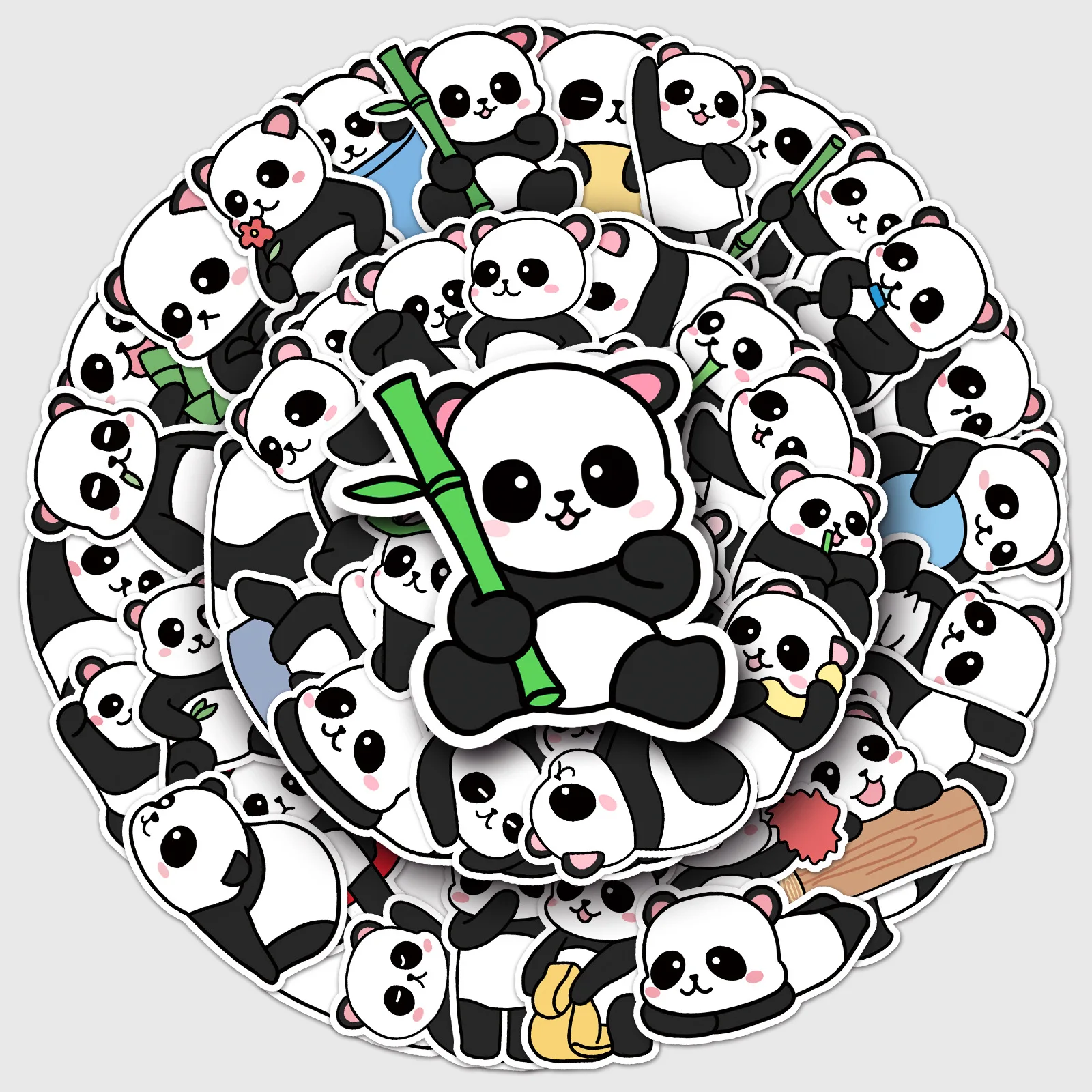 

50 шт. наклеек с пандами в стиле граффити, милые мультяшные животные, для детей, для украшения стаканов, чехлов для телефонов, багажа
