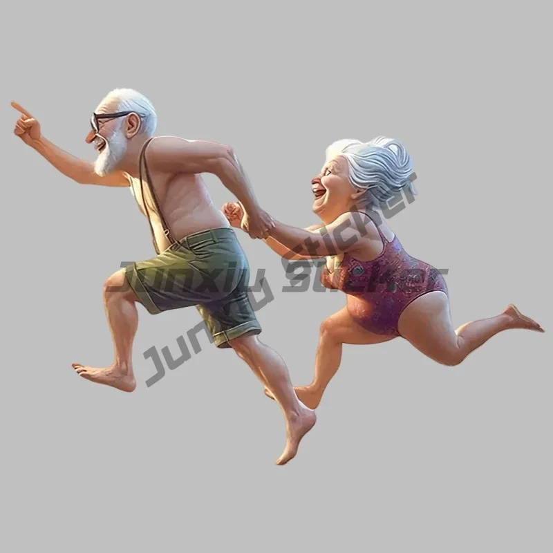Fun Run Loving Elderly Couple Car Bumper Window Stickers for Car Truck Van Fashion Decals Vinyl Material Stickers