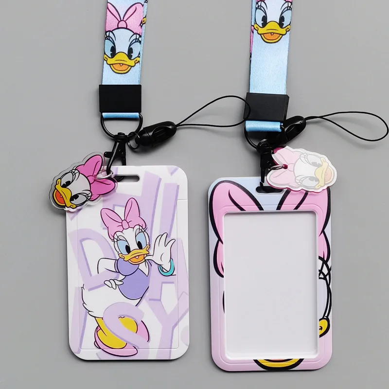 Kawaii Disney Donald Duck Card Holder Anime Student Campus Card Set Hanging Rope Work Card Meal Card Cute Girl Gift