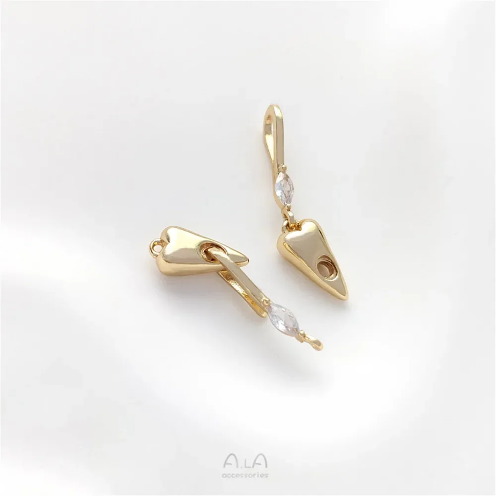 14K Bag Peach Heart Shaped Fish Hook Clasp Pearl Hook OT Clasp Bracelet Necklace Connected Finishing DIY Jewelry