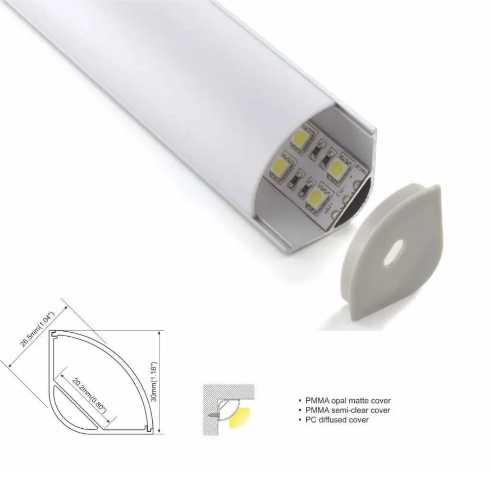 

10 Sets/Lot 60 Angle Anodized LED aluminum profile AL6063 Aluminium led profile LED Channel profile for cabinet corner lights