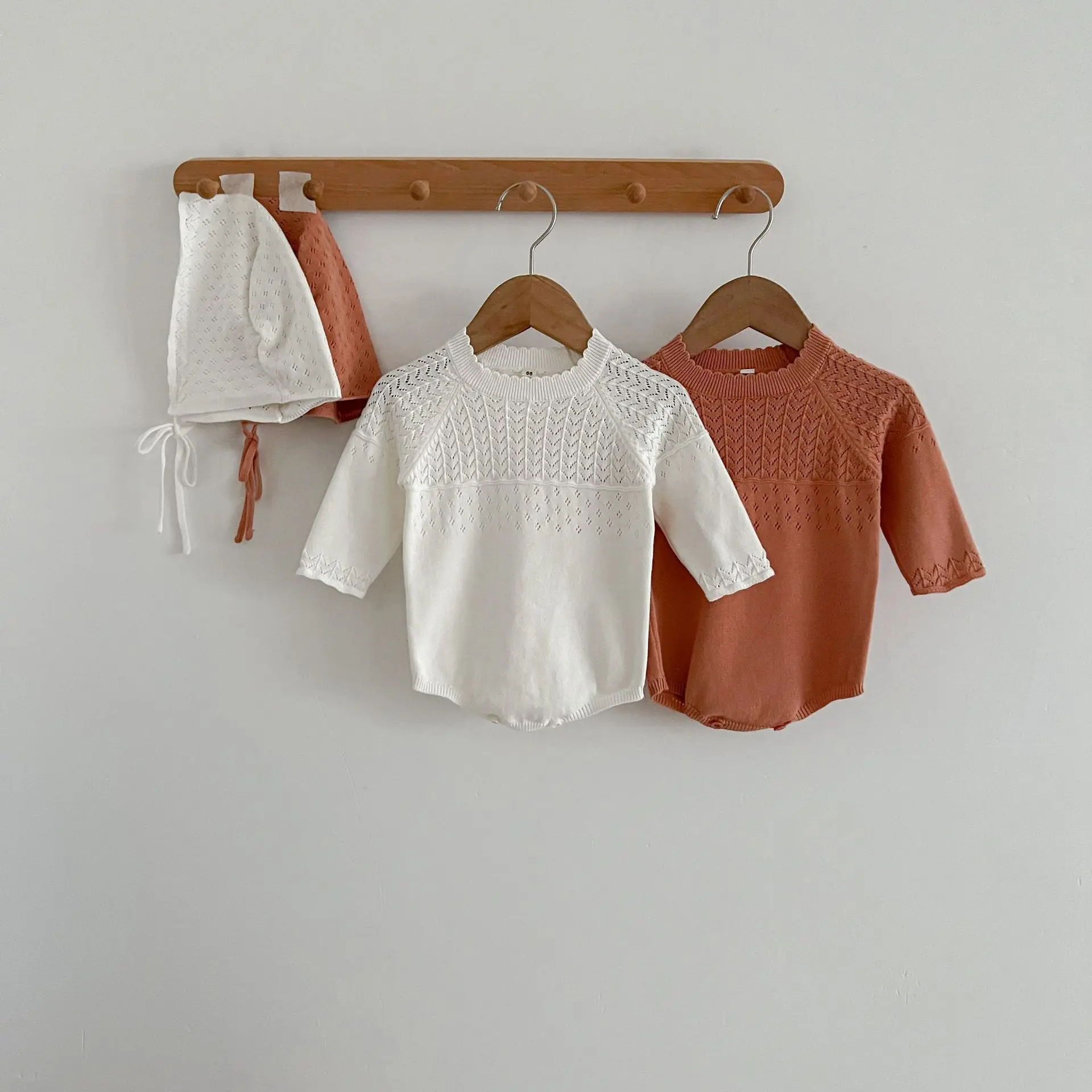 0-2Y Stricken Neugeborenen Overall Baby Mädchen Junge Frühling Herbst Kleidung Nette Langarm Pullover Romper + Hut Casual Neue geboren Outfits – Detail 7