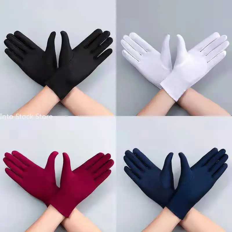 Autumn Summer Thin Ice Silk Gloves Spring Cycling Driving Black White Gloves Training Sun Protection Handschuhe