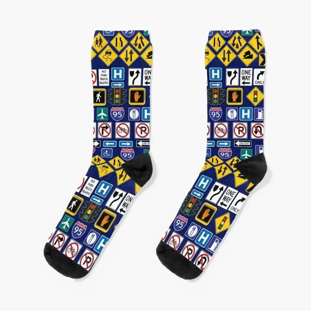 Road Signs, Regulations Signs Socks set Stockings crazy Hiking boots Man Socks Women's