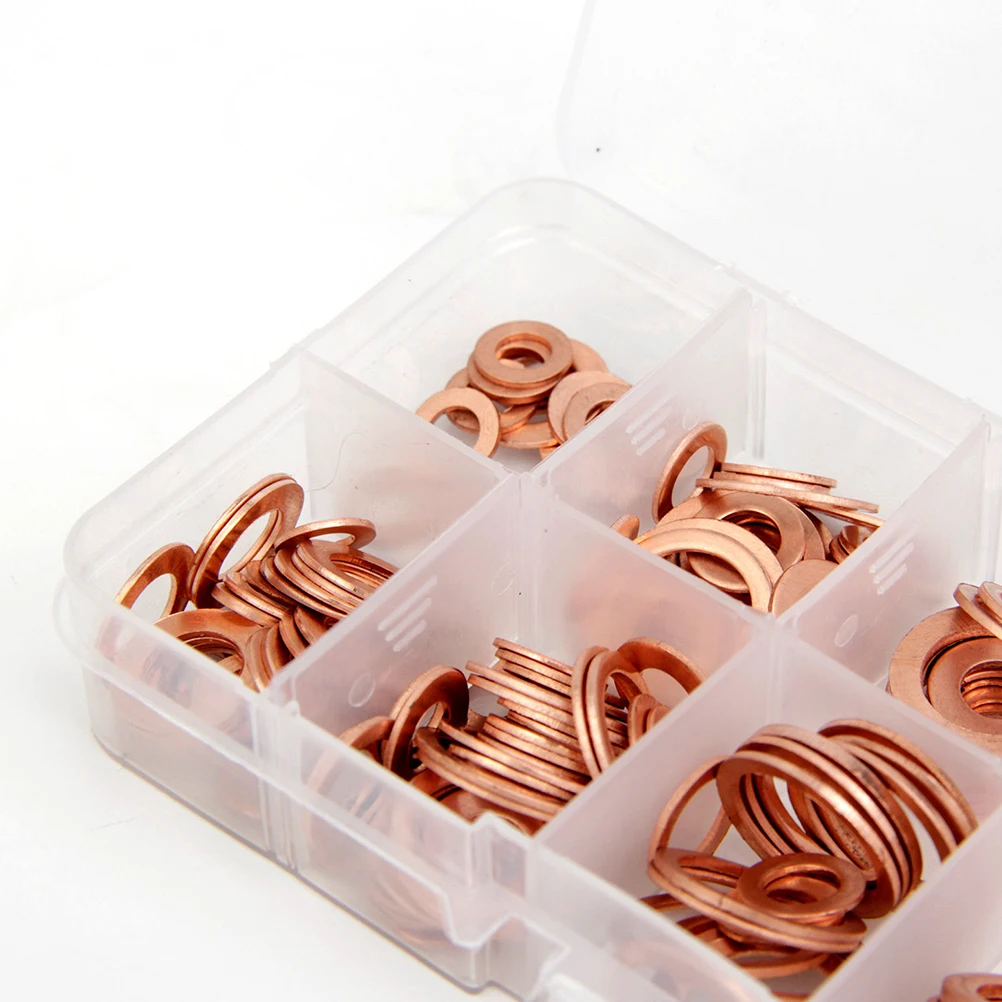 

300pcs Copper Washers Set M5- Flat Sealing Rings For Sump Plug Fuel Hydraulic Engine Metal Washer Hardware