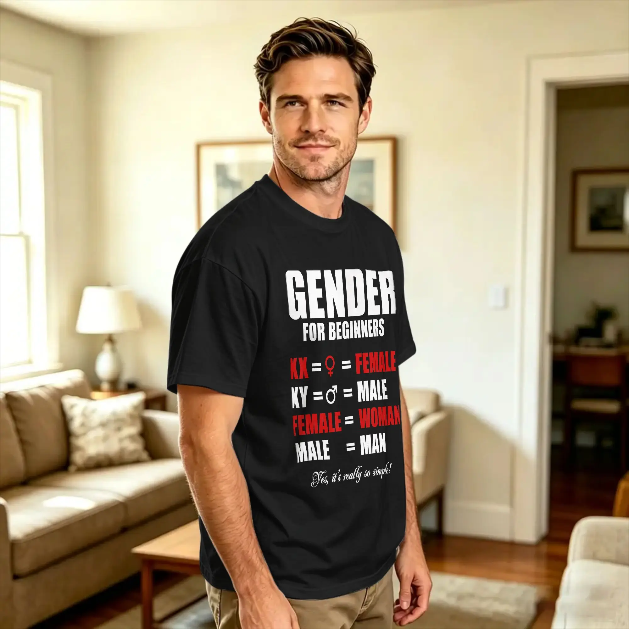 Simple Gender For Beginners XX Female XY Male T-Shirt Adult  Streetwear T Shirts Beach Crew Neck Harajuku Tee Shirt Plus Size