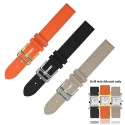 Genuine Leather Watchband 14mm 16mm 18mm Handmade Leather Strap for H Watch women's Black Gray Watch Strap Accessories