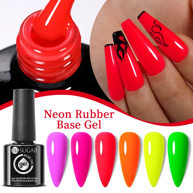 UR SUGAR-esmalte de Gel para uñas, Base de goma fluorescente de neón, Color de verano, barniz para manicura UV LED, 7ml