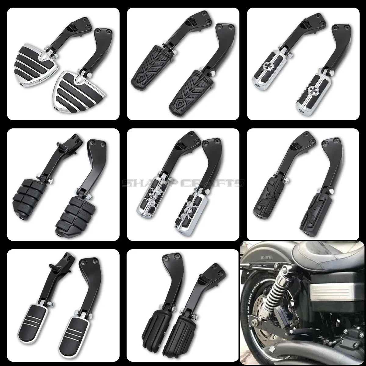 

Rear Passenger Footpegs Foot Peg Mounting Brackets Mounts Case For Harley Dyna Glide Fat Bob Low Rider Street Bob Super Glide