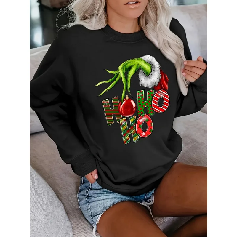 レタープリントスウェットシャツ クルーネック カジュアルスウェットシャツ ファル用