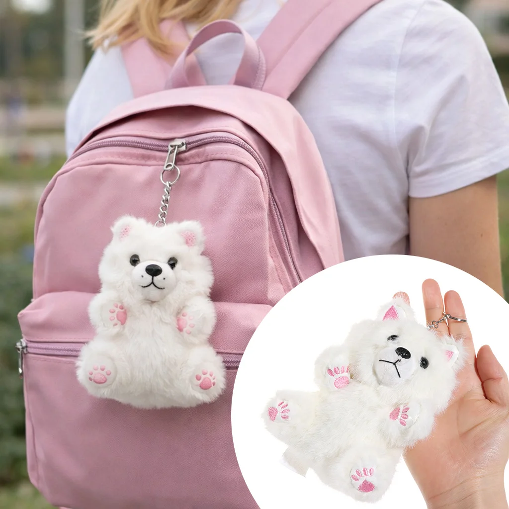Pink Paws Samoyed Plush Toys Realistic Cute Cartoon Samoyed Plush Doll Soft Fashion Accessories Doll Ornaments