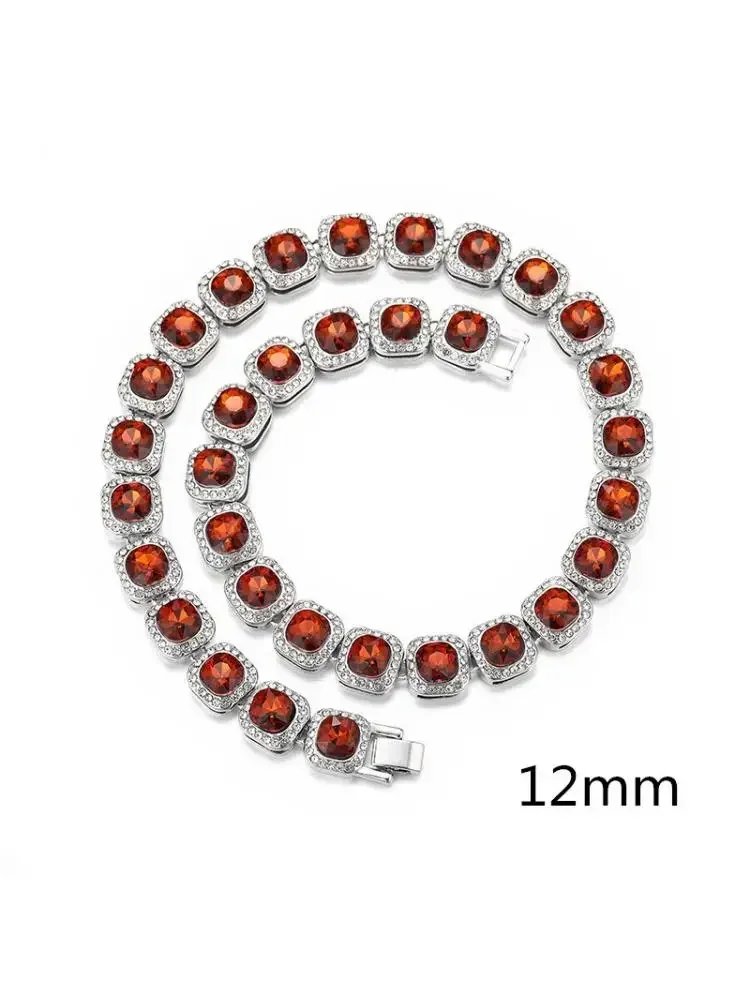 New Iced Out Bling Chain Choker Necklace Blue Zircon Rhinestones Tennis Chain Bracelets Hiphop Jewelry For Men Women