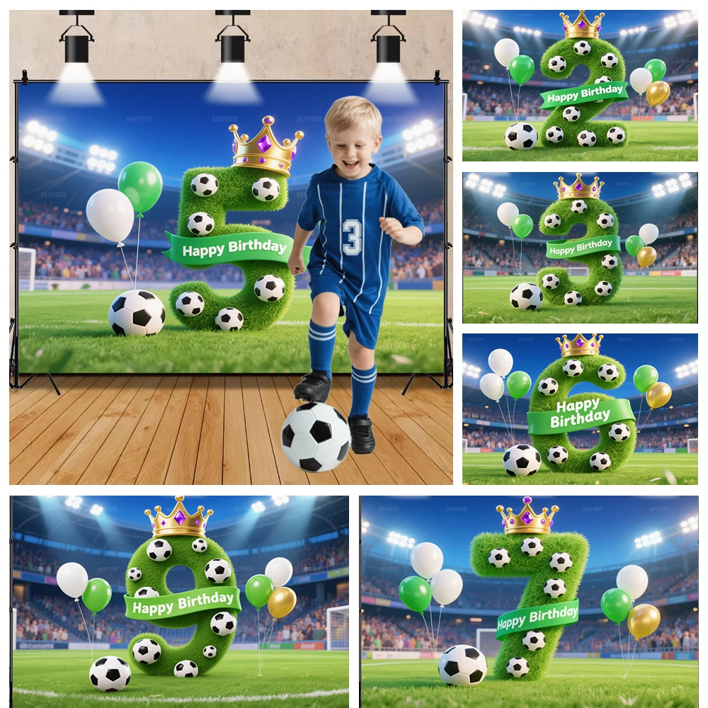 

Soccer Field Backdrop 1st 18th Boy Birthday Backdrop Newbron Kid Portrait Football Sports Poster Baby Shower Photo Studio Props