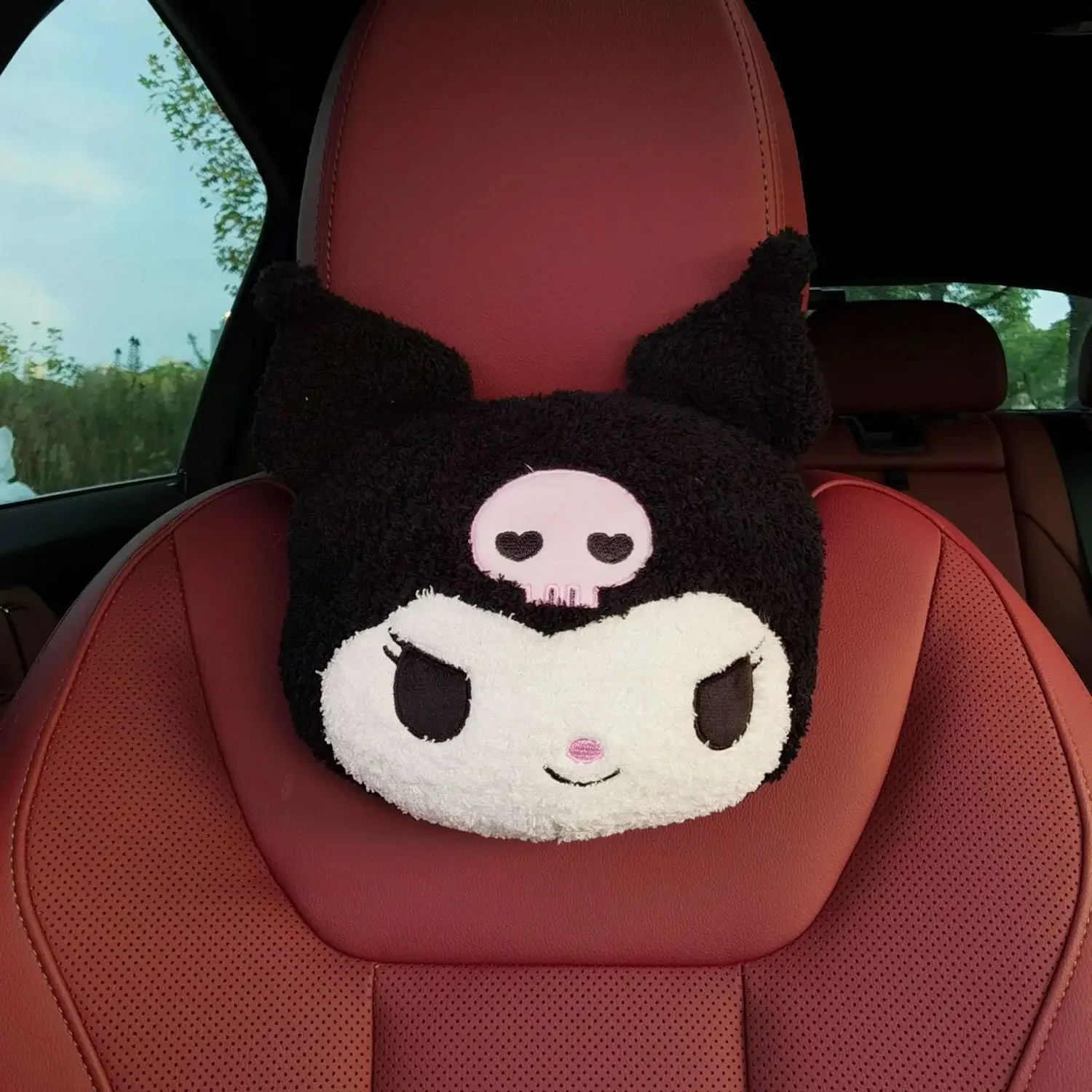 MINISO Sanrio Cartoon Kuromi Car Neck Pillow Waist Support Car Seat Pillow Cute Plush 4 Seasons Universal Ladies Car Accessories