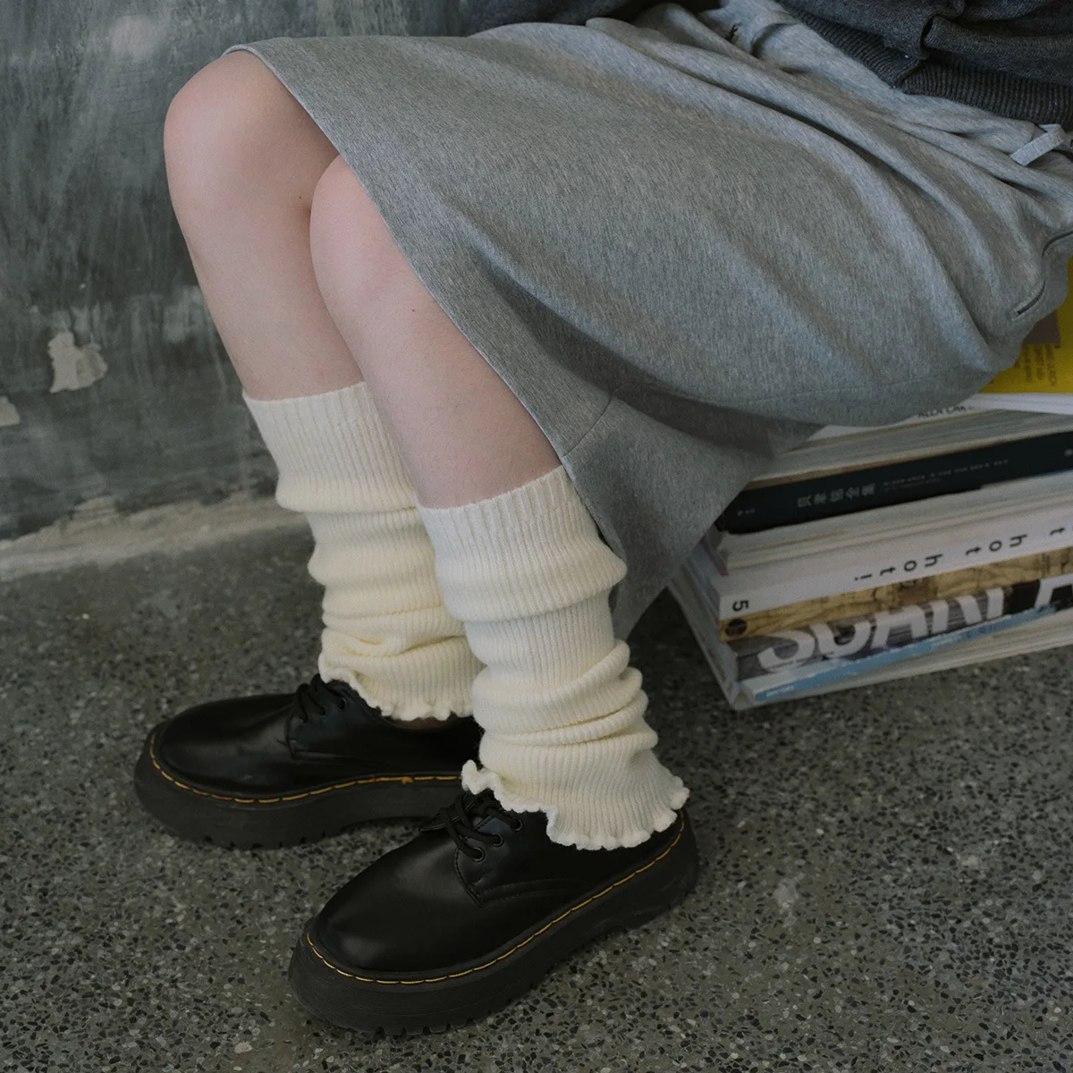 Calentadores de piernas de punto de encaje Y2K JK para mujer, calcetines apilados estilo Ballet fino, mangas, estética de otoño e invierno, varios colores】