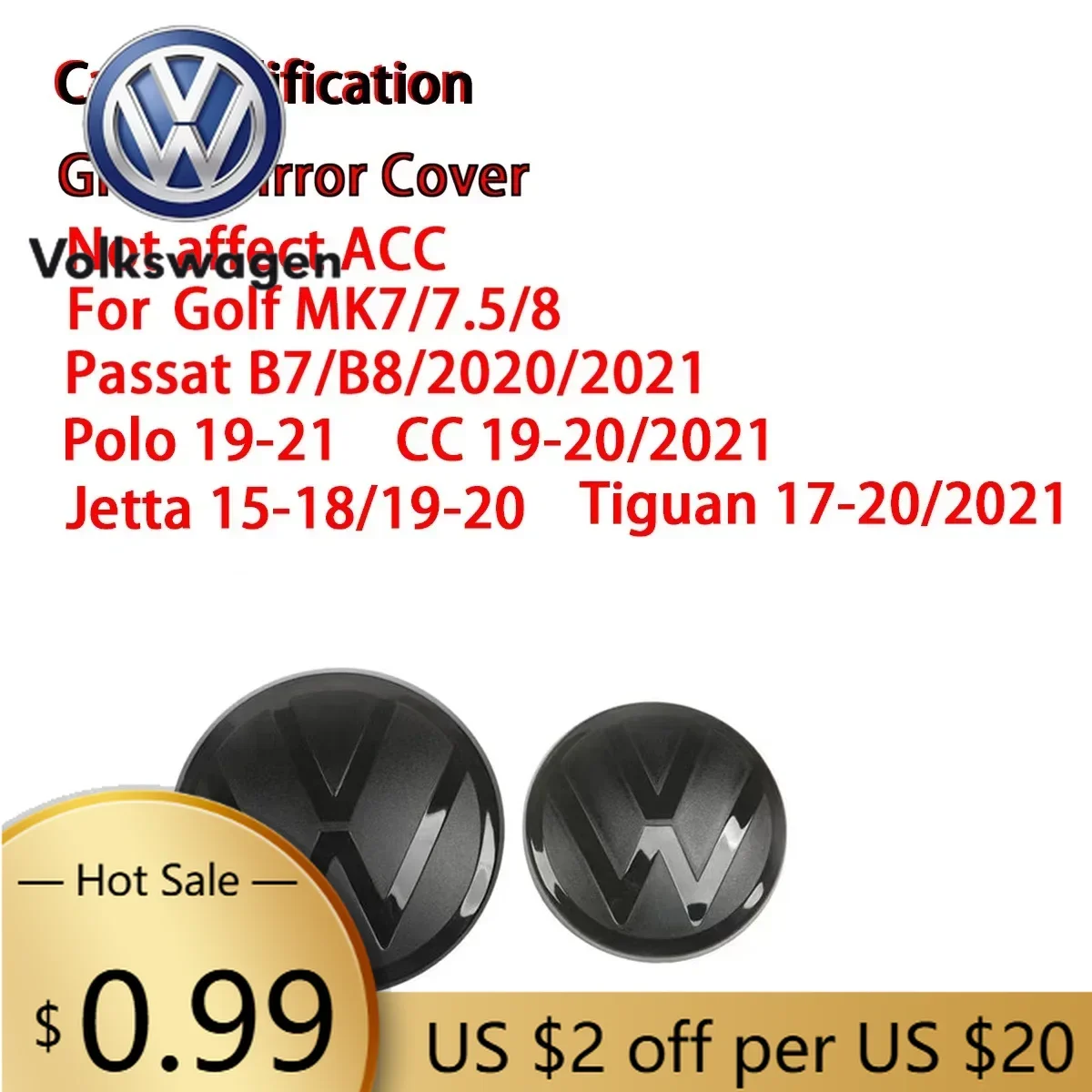 

Для VOLKSWAGEN VW: Накладка на переднюю решетку радиатора (не влияет на ACC) и накладка на крышку багажника для Volkswagen Golf 7/7.5/8, Passat B8