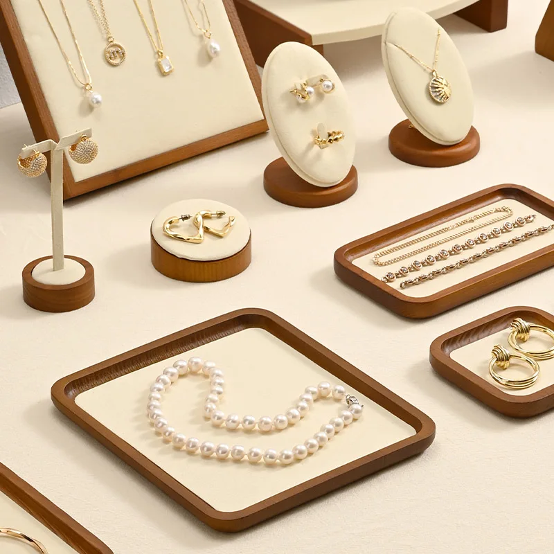 ที่วางเครื่องประดับไม้ Orilv สำหรับโชว์สร้อยคอ สีเบจ ที่จัดระเบียบเครื่องประดับ แหวน ต่างหู จี้ สร้อยข้อมือ ที่วางโชว์เครื่องประดับ