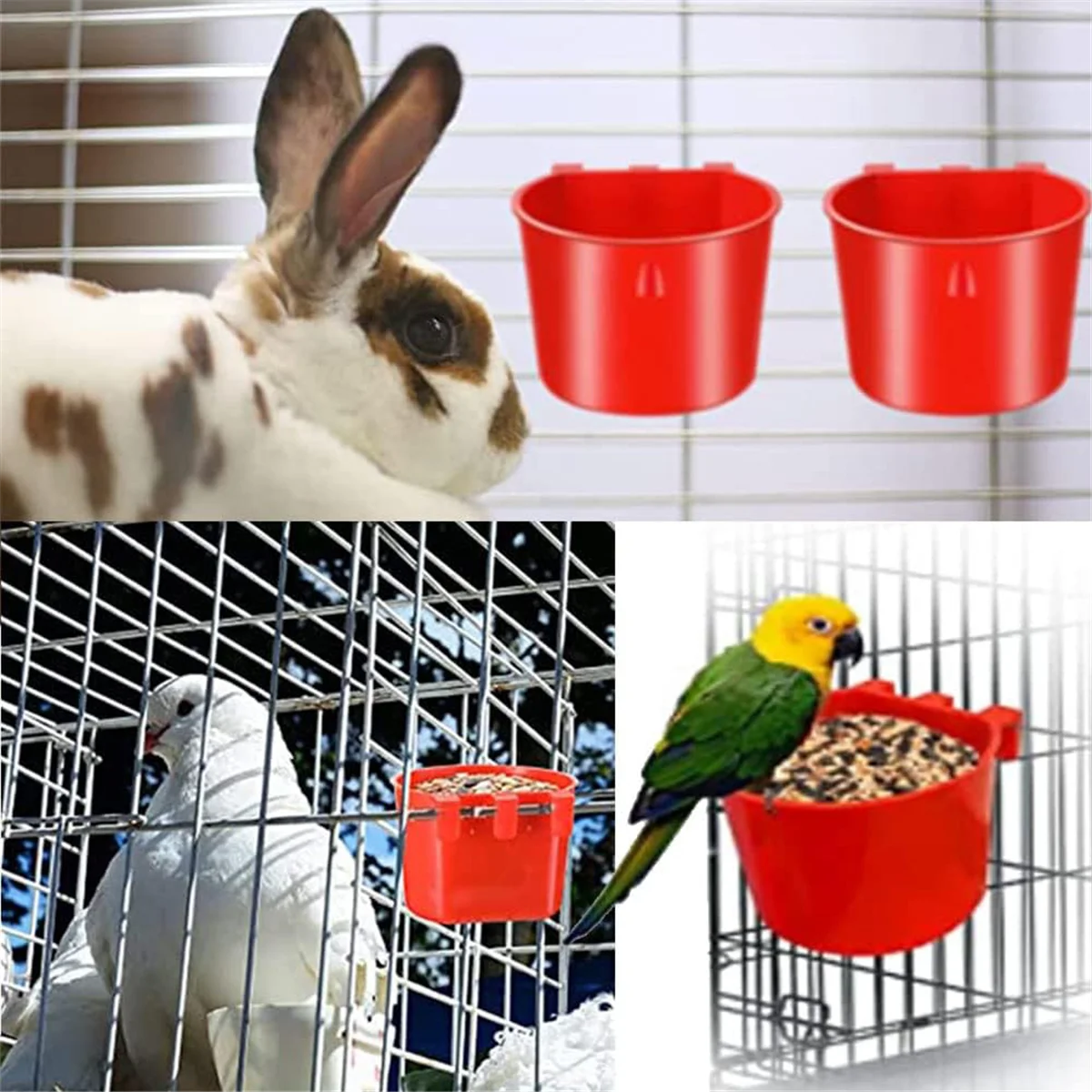 Popular 20Pcs Chickens Rabbit Feeders for Cage,Hanging Chicken Water Feeder Cup, Plastic Birds Feeders Seed Bowl, Chicken Feeder