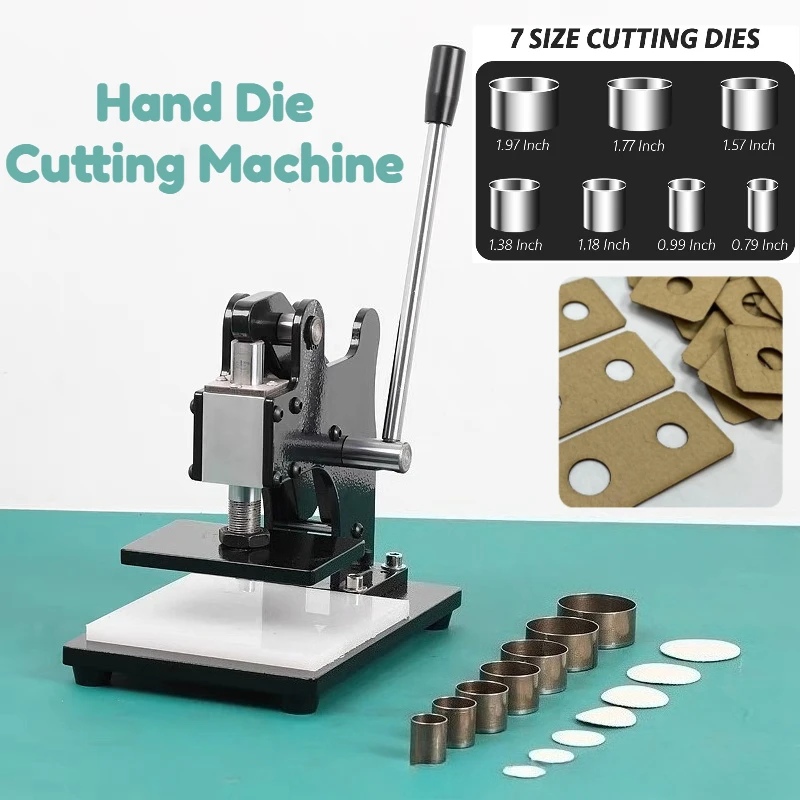 

Hand Die Cutting Machine Leather Press Stamping Embossing Tool with 7X Round Cutting Dies for Fabric Rubber Plastic Cardboard
