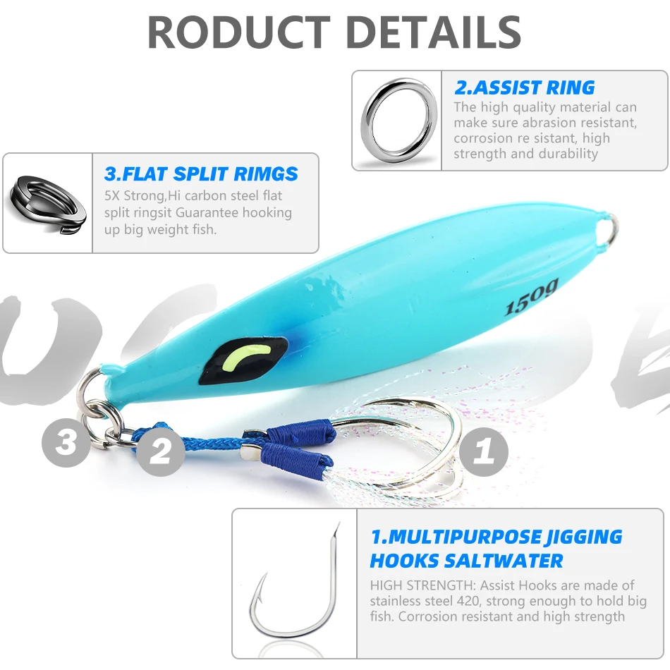 MOOKZZ Señuelo Jigging Lento Metálico – Pesca de fondo - imagen 3