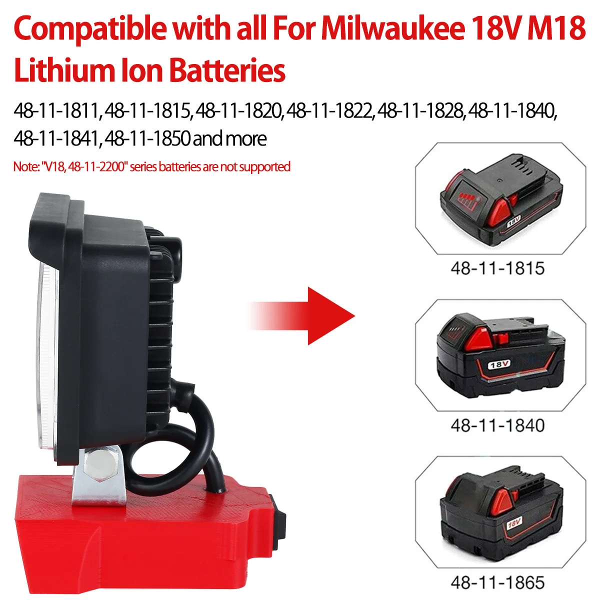 LED Work Light for Milwaukee M18 20V Lithium Battery Super Bright Jobsite Light Portable Flashlight for Camping Emergency Tools