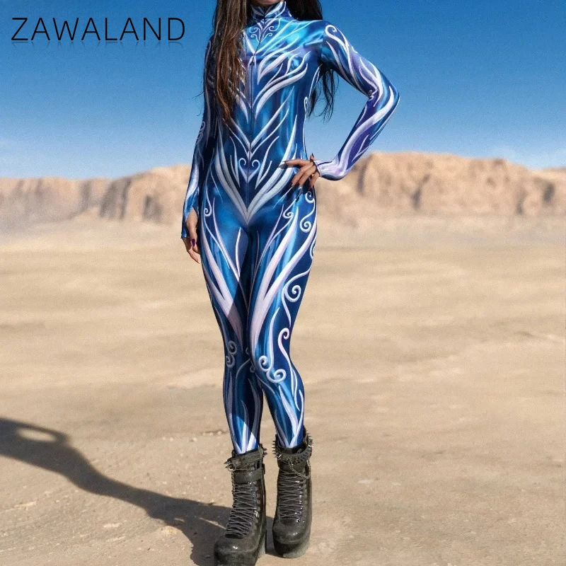 

Zawaland Futuristic Stained Glass Butterfly Print Jumpsuit Halloween Zentai Suit Festival Rave Catsuit Cosplay Party Morphsuit