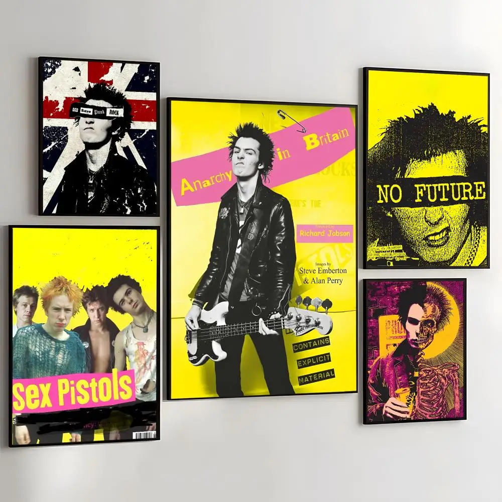 S-Sex P-Pistols Painting Calligraphy Self Adhesive Wall Art Waterproof Print For Bedroom Hallway Home Decor