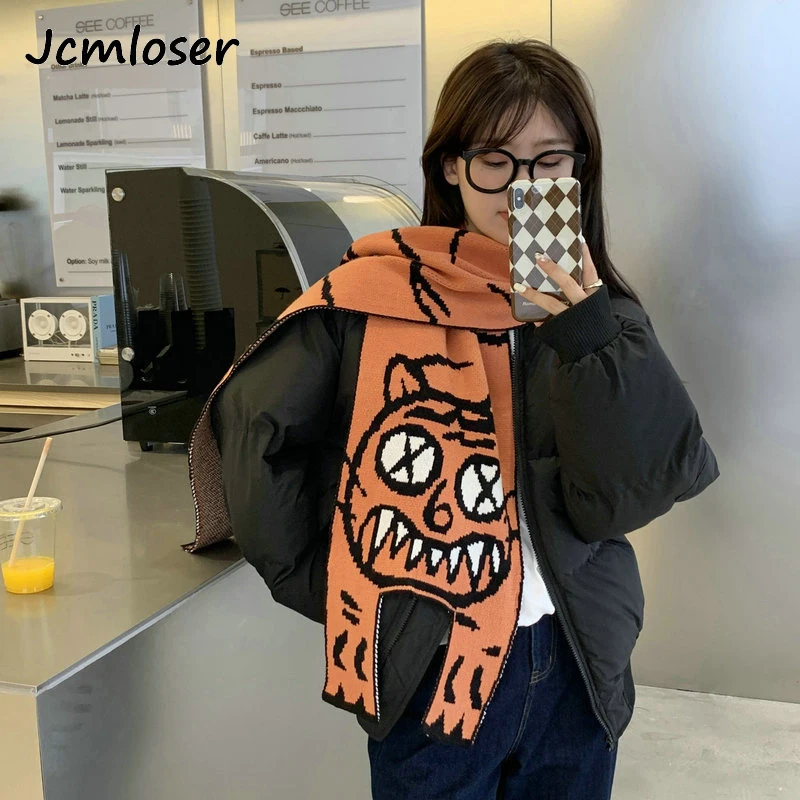 2022 Korean fashion Wool Knitted Scarf cute cat Scarf  Pashmina Shawl Women\'s Winter Scarf warm Foulard Shawl for Female