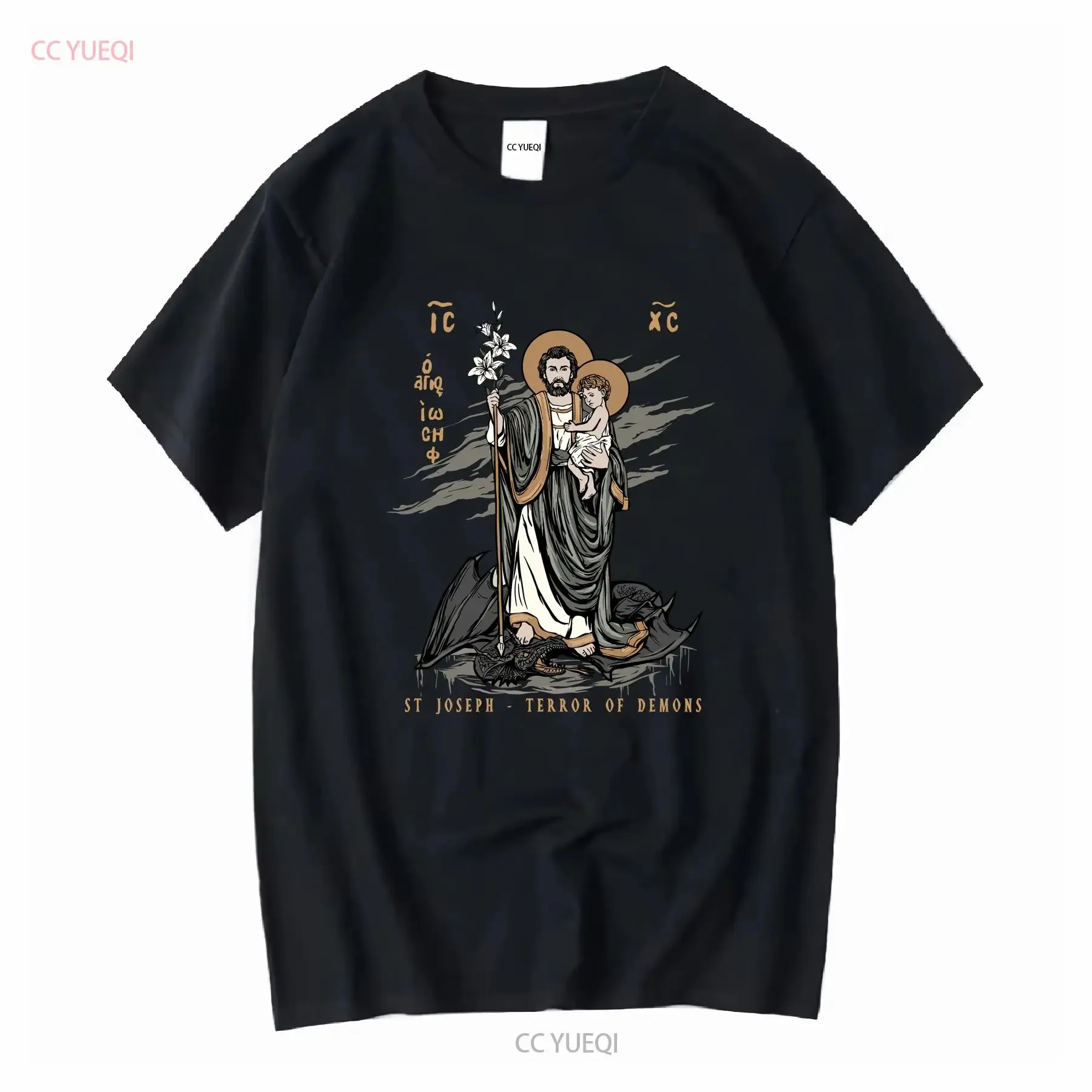 Saint Joseph Terror Of Demons T Shirt Catholic St long or short sleeves vintage Washed Stretched homme Breathable fashion