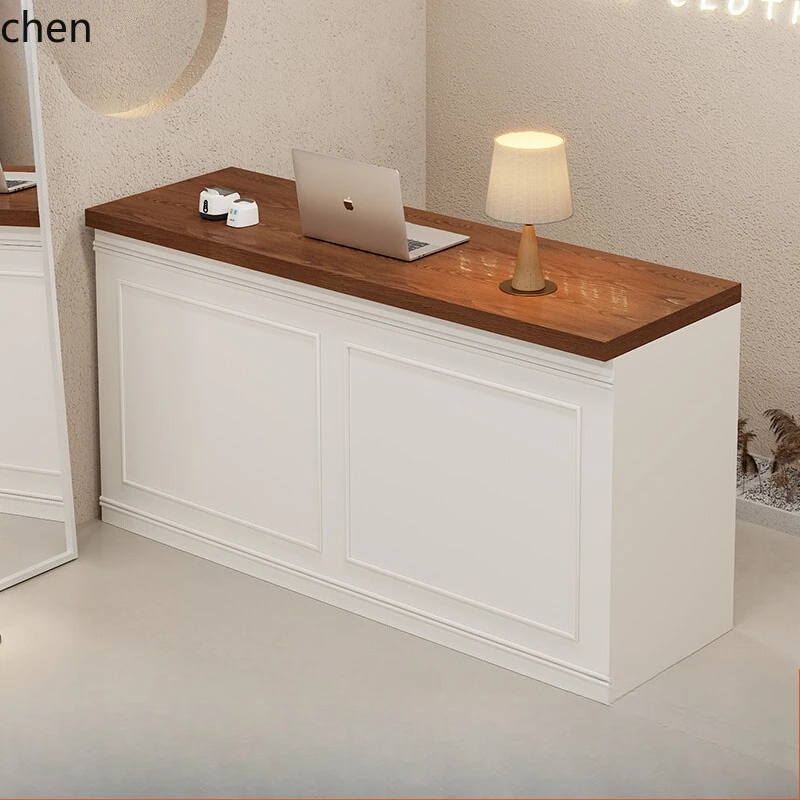 

HTT clothing store checkout page Modern simple bar counter Small store front desk Cream wind barber shop Beauty salon Reception