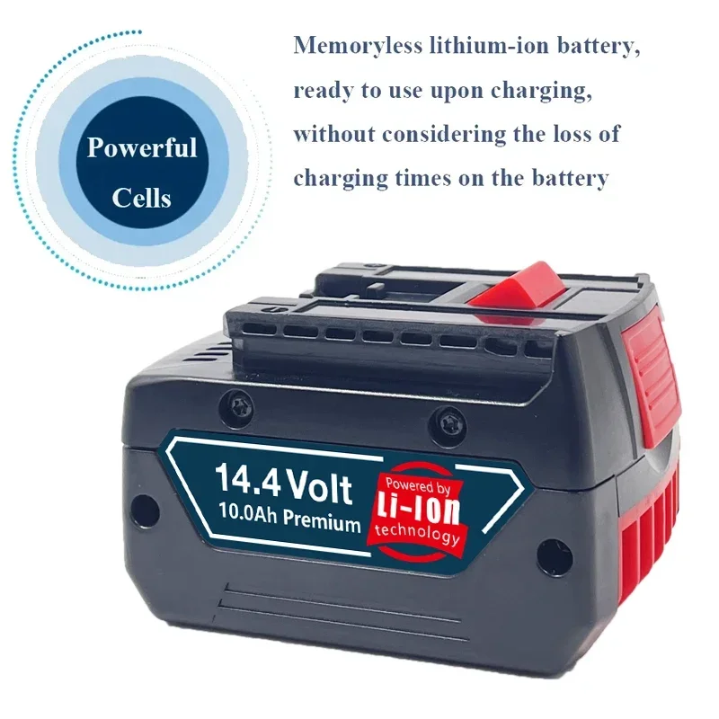 Original 10Ah 14.4V for Bosch Replacement Power Tool Battery Pack Lithium-Ion 10000mAh for GBH GDR GSR1080 DDS180 BAT614G