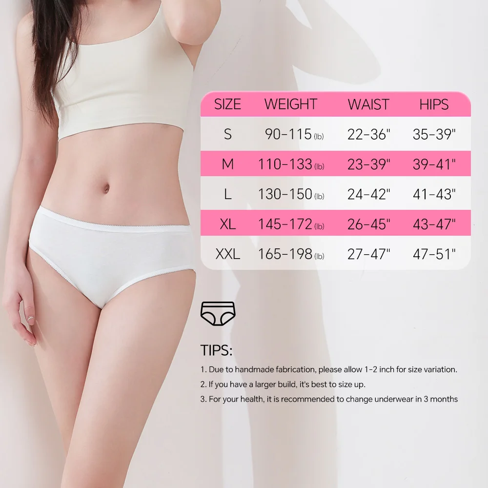 Freego 5/10/20Pcs Women's Disposable 100% Cotton Underwear 7A Antibacterial Breathable Ladies Briefs Panties Mid Rise underwear