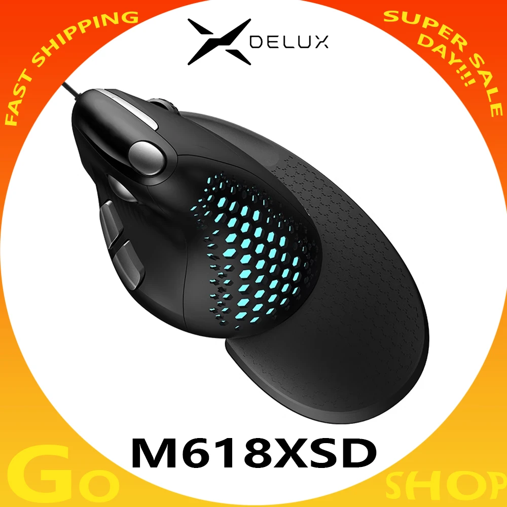 

Delux M618xsd 3 Mode Bluetooth Wireless Ergonomics Mouse Rgb Accessory For Computer Gamer E-Sports Mouse Gaming Mice Man Gifts