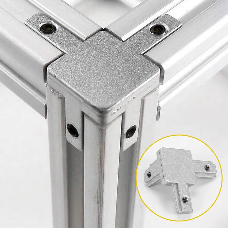 Connecteur ABRE-3-Way de support d'invite de coin d'extrémité pour le profil en aluminium d'extrusion de fente de T (paquet de 4, avec des vis)