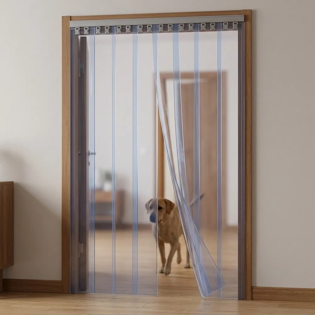 1Pc Transparent PVC Windproof Door Curtain Strips For AC Room Flexible Pet-Friendly Insulation Barrier Dust And Noise Blocker