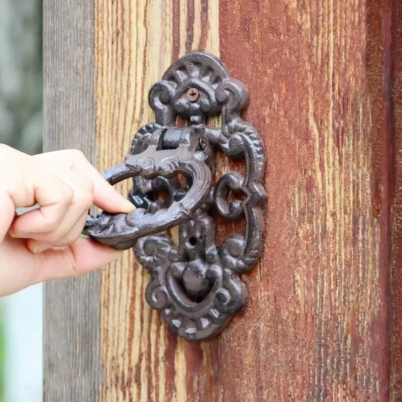 Vintage Cast Iron Wall Door Knocker Old Fashioned French Front Door Metal Wall Decor Ornament Garden Door Rustic Wedding Gift