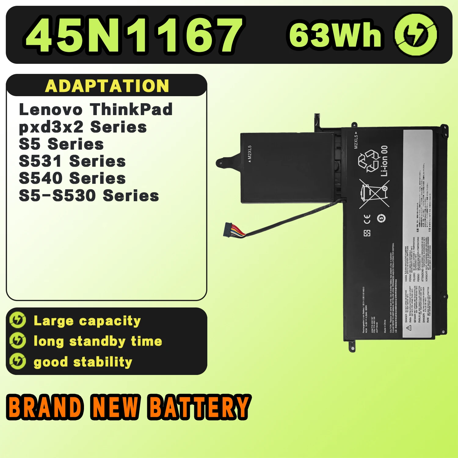 

Аккумулятор для ноутбуков Lenovo 45N1167 ThinkPad S5 S5-S531 S530 S540 45N1166 45N1164 45N1165 4ICP7