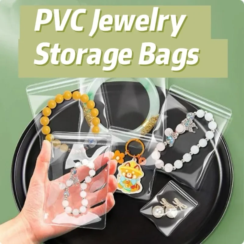 50-200pcs Thicken Ziplock Bags Transparent PVC Jewelry Pouches Bags Anti-Oxidation Storage Bag for Earring Necklace Bracelet